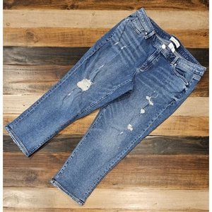 Lane Bryant Flex Magic Waistband Mid-Rise Girlfriend Distressed Crop Jeans